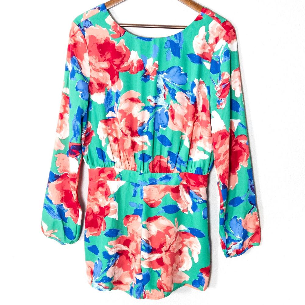 Lulus Floral Romper Green Red Size Large Tropicalcore Resort Vacation
